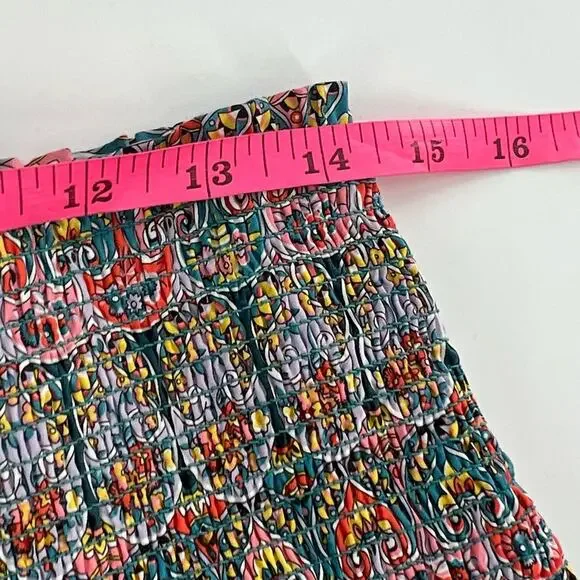 J. Crew Smocked organic cotton mini skirt in Liberty Giorgia Duke fabric sz L - Picture 5 of 7